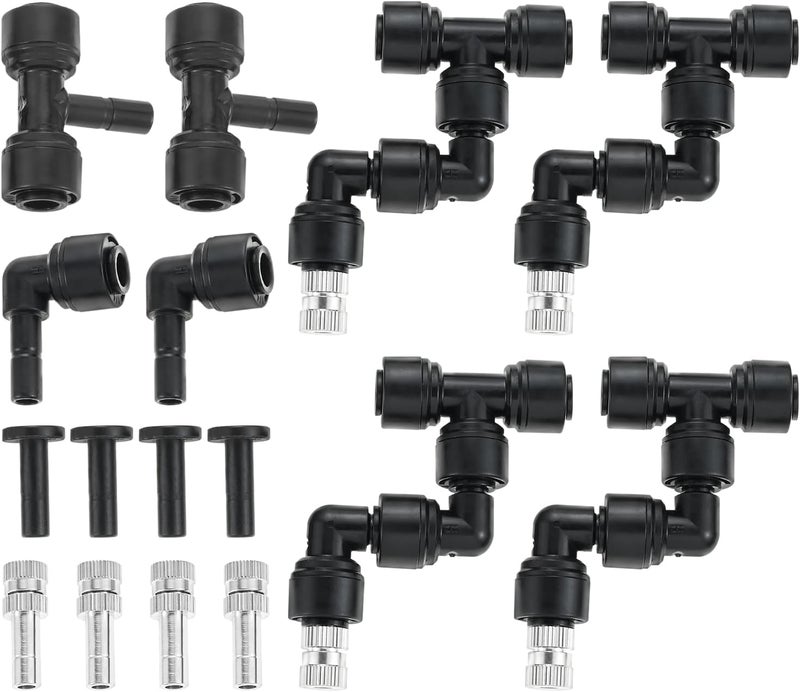 DRELD 4 Pack 1/4'' Reptile Mister Nozzles, 360° Adjustable Reptile Misting Nozzles, Reptile Fogger Fine Mist Cooling System Nozzles for Reptile Terrarium Tank, Full Water Coverage, Garden Patio Greenhouse - Image 1
